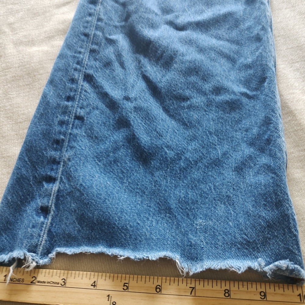American‎ Eagle Women Medium Wash High Rise Wide Leg Raw Hem Denim Jeans 27x29.5